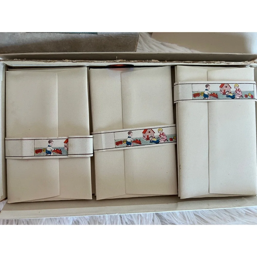 Unused Children's Stationery Art Deco Style Box & Sweet Nursery Graphics Eaton